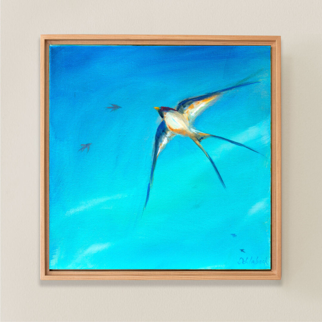 Threading the Blue II framed © Sue Schlabach
